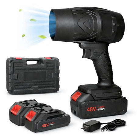 Soffiatore Foglie Cordless 48V Asciugatore Auto Alta Velocità con 2 Batterie e Valigetta