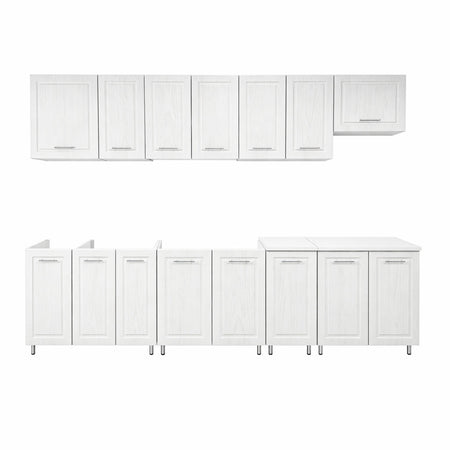 Mobile Cucina Pensile 2Ante Componibile in Legno Bianco Frass. Classico 80x32 H72cm