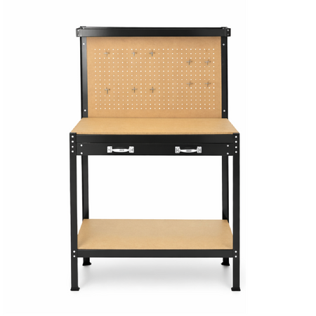 Banco Lavoro Officina Porta Utensili con Cassetto Metallo Verniciato 90x48 H 140cm