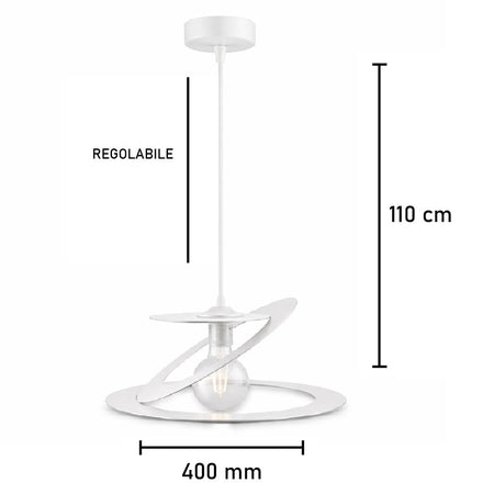 Lampadario Sospensione Metallo Taglio Laser 40 cm 1 luce  E27 Bianco