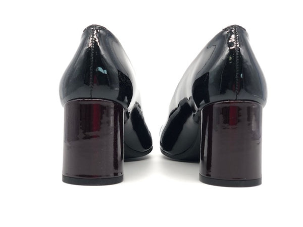 COLETTE Décolleté nero e bordò in pelle vernice