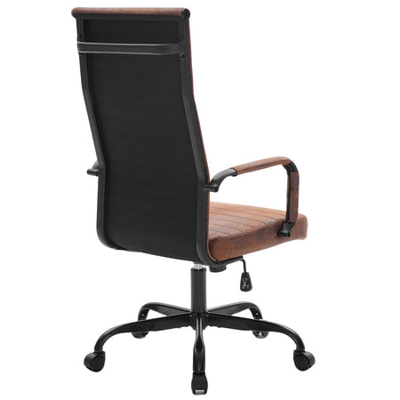 Sedia Ufficio Ecopelle Industrial Girevole Altezza Regolabile Base Nera Marrone