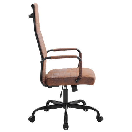 Sedia Ufficio Ecopelle Industrial Girevole Altezza Regolabile Base Nera Marrone