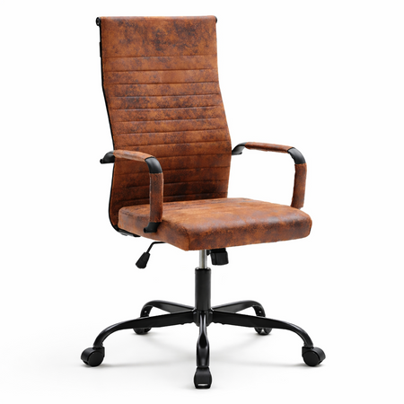 Sedia Ufficio Ecopelle Industrial Girevole Altezza Regolabile Base Nera Marrone