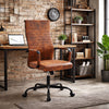 Sedia Ufficio Ecopelle Industrial Girevole Altezza Regolabile Base Nera Marrone