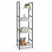 Mobile Scaffale Industrial 4 Ripiani Metallo Nero Legno Mdf Bianco 29x24 H112cm