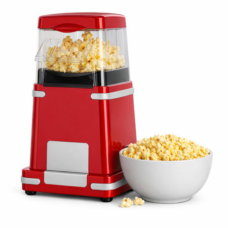 Macchina per Popcorn ad Aria Calda 1200w Senza Olio Pronta in 3 Minuti Compatta