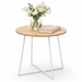 Tavolino da Salotto Tondo 40x40 Moderno Struttura Metallo Bianco Piano in Legno