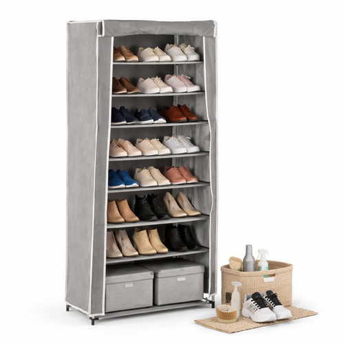 Armadio Scarpiera Salvaspazio 9 Ripiani TNT Struttura Metallo 58x32 h157 cm