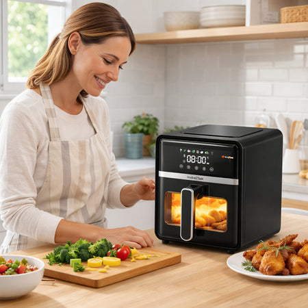 Friggitrice ad Aria 5 Litri 1400W Digitale Led 8 Programmi Senza Olio Nero