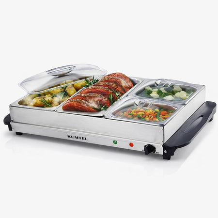 Scaldavivande Elettrico Acciaio 300W 4 Cestelli Professionale Temperatura Regolabile