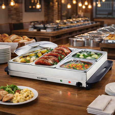 Scaldavivande Elettrico Acciaio 300W 4 Cestelli Professionale Temperatura Regolabile