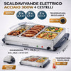 Scaldavivande Elettrico Acciaio 300W 4 Cestelli Professionale Temperatura Regolabile