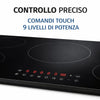 Piano Cottura Induzione 77cm 5 Fuochi Vetro Nero Touch 9 Livelli Power Boost