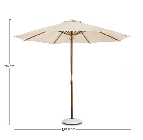 Ombrellone "Syros" a palo centrale, color naturale, struttura resistente per esterno