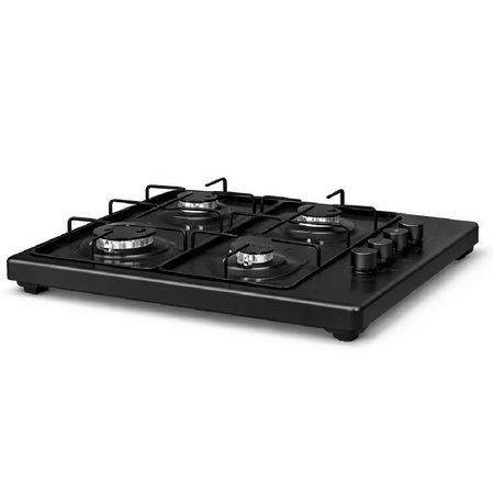 Piano Cottura a Gas da Appoggio 4 Fuochi 58x50 cm Accensione Elettrica Nero