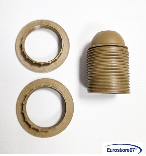 PORTALAMPADA E 27 ORO FILETTATO + GHIERA IN BAKELITE ATTACCO GRANDE -PZ 2