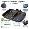 Bistecchiera 25x35 cm Antiaderente 5 Strati Pietra Manico Pieghevole Made in Italy