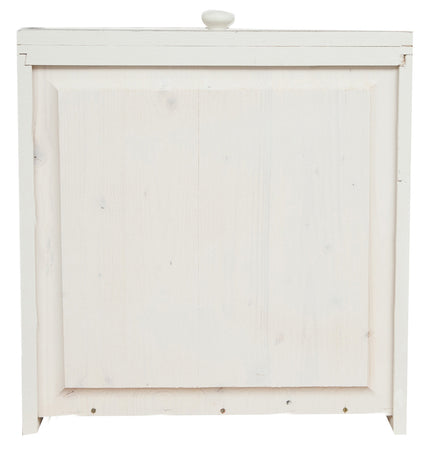 Biscottini Credenza Country in legno massello di tiglio struttura bianca anticata top finitura naturale L202xPR45xH103 cm. Made in Italy