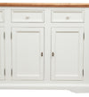 Biscottini Credenza Country in legno massello di tiglio struttura bianca anticata top finitura naturale L202xPR45xH103 cm. Made in Italy
