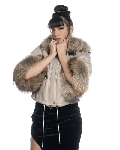 Bea - Giacca Donna Avorio in vero Montone Shearling