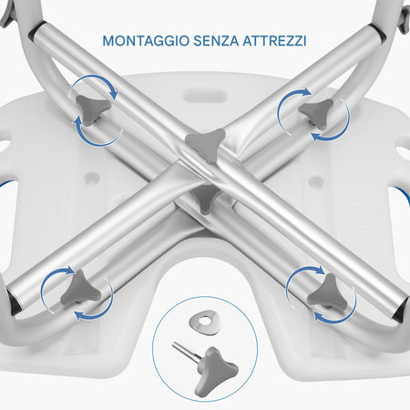 Sgabello da Doccia per Anziani Regolabile con Piedini Antiscivolo Portata 130 kg