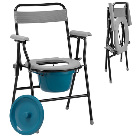 Sedia WC Pieghevole con Vaso Removibile per Anziani e Disabili 136 kg