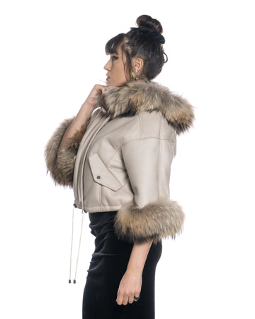 Bea - Giacca Donna Avorio in vero Montone Shearling