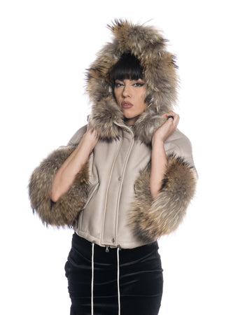 Bea - Giacca Donna Avorio in vero Montone Shearling