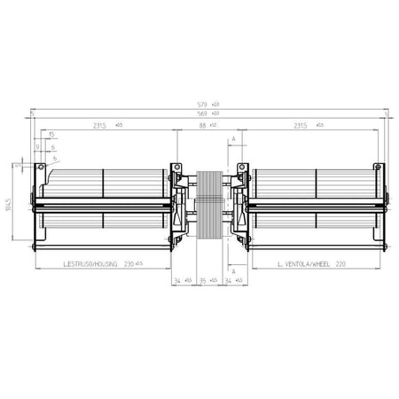 Ventilatore tangenziale doppio per stufa a pellet 14706067