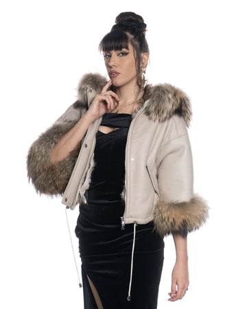 Bea - Giacca Donna Avorio in vero Montone Shearling