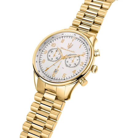Orologio MASERATI uomo Tradizione cronografo acciaio dorato / bianco