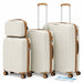 Set 4 Valigie Rigide Abs e PP con Beauty Case, Trolley 4 Ruote, Lucchetto Bianco