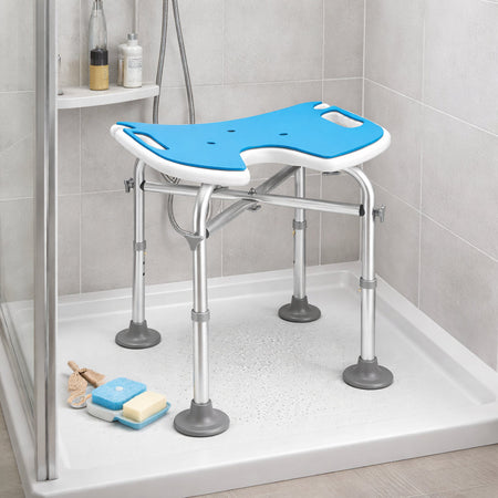 Sgabello da Doccia per Anziani Regolabile con Piedini Antiscivolo Portata 130 kg