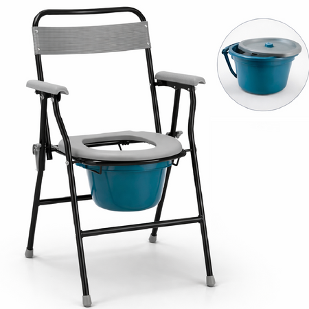 Sedia WC Pieghevole con Vaso Removibile per Anziani e Disabili 136 kg