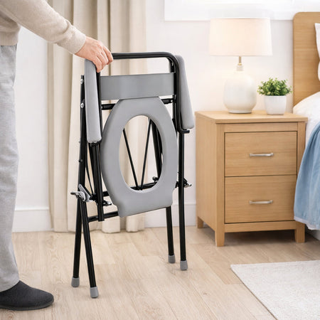 Sedia WC Pieghevole con Vaso Removibile per Anziani e Disabili 136 kg
