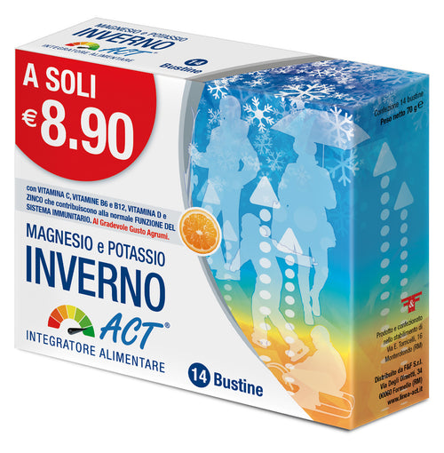Magnesio e Potassio Inverno Act per ridurre stanchezza e affaticamento 14 bustine