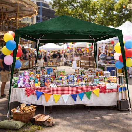 Gazebo da Giardino 3x3 Impermeabile Struttura Metallo Verde per Campeggio Giardino Eventi