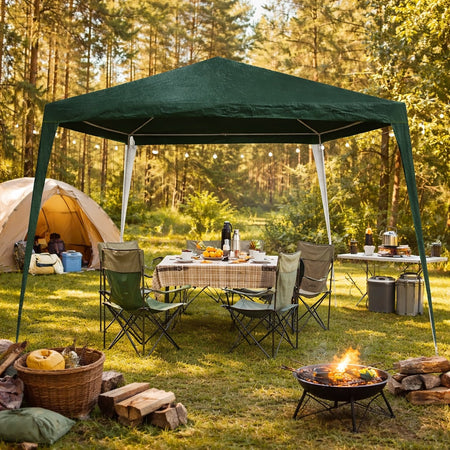 Gazebo da Giardino 3x3 Impermeabile Struttura Metallo Verde per Campeggio Giardino Eventi