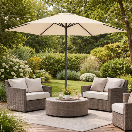 Ombrellone Giardino 2.7 mt con Palo Centrale AirVent Telo Poliestere Resistente Beige