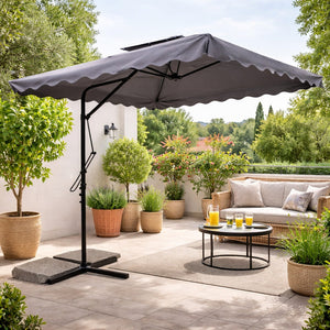 Ombrellone da Giardino Palo Decentrato 2.5x2.5 mt Impermeabile Grigio Apri&Chiudi