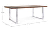 Tavolo C-V Stanton rettangolare, con gambe in acciaio, piano in legno riciclato e vetro temperato, stile moderno