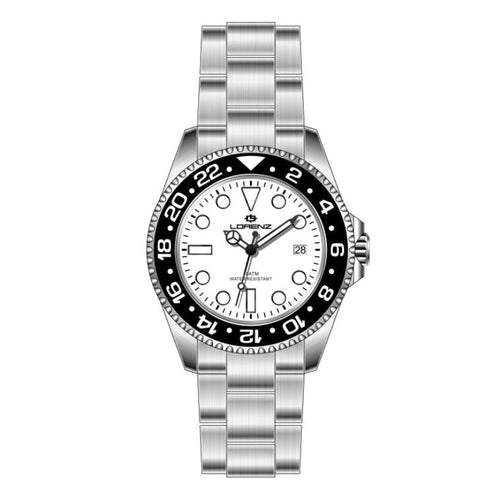 Orologio LORENZ uomo Scuba datario acciaio / bianco / nero