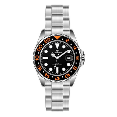 Orologio LORENZ uomo Scuba datario acciaio / nero / arancio