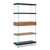 Libreria Line Wood struttura in legno MDF rivestito con fianchi in vetro per interno