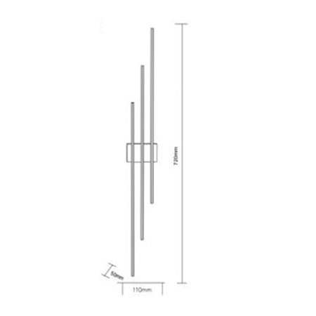 Applique Da Muro Led 23w Moderna 3 Linee Verticali Nero Luce Calda Naturale Aq13