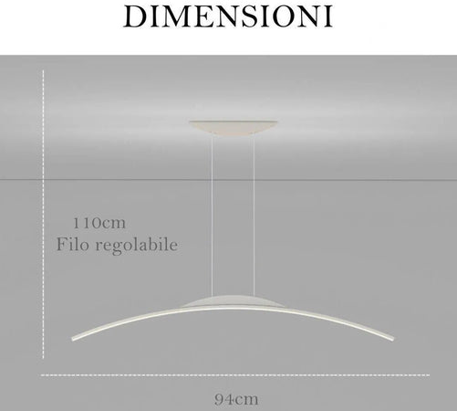 Lampadario Da Soffitto A Sospensione Led 16w Curvato Luce 3000k 6500k 4000k B68-b