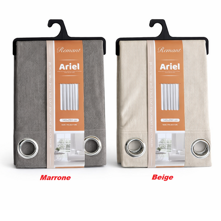 Tenda Oscurante 140x290 cm con Anelli Cromo Design Moderno Grigio Scuro