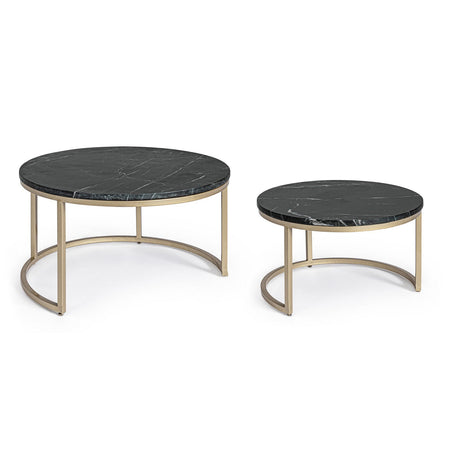 Tavolini "Prescott" struttura in acciaio con piano in marmo per interni