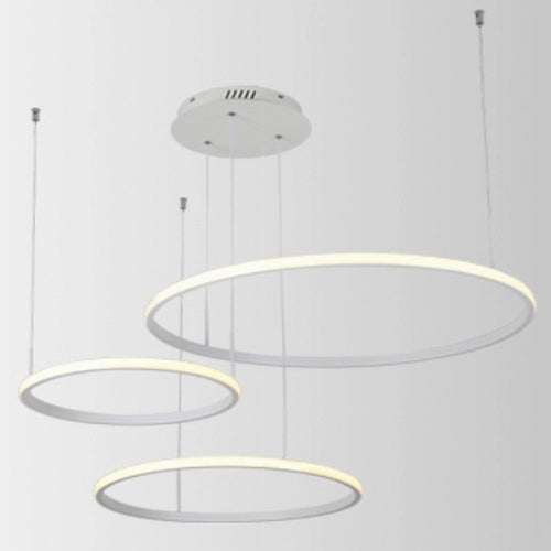 Lampadario Led A Sospensione 3 Anelli Asimmetrici 55w Luce 3000k 4000k 6500k A65